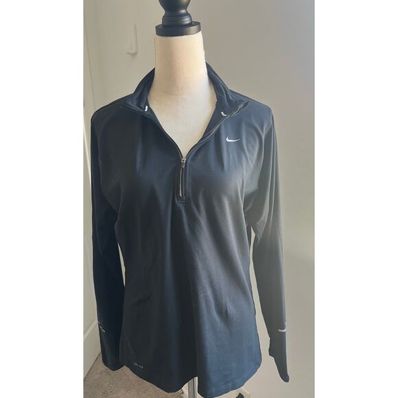 Nike Black Women’s Running Dri-Fit Active Pullover Zip Long Sleeve Shirt Top XL - Picture 3 of 13